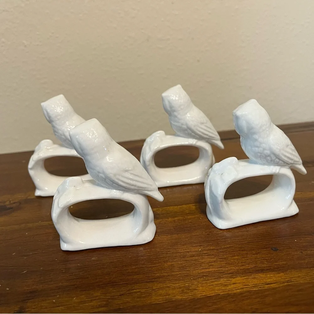 Vintage Porcelain Owl Napkin Rings